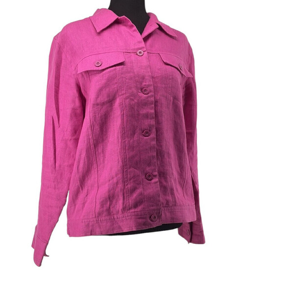 Relativity Barbie pink linen jacket light weight vacation coastal  sz sm - Picture 2 of 10